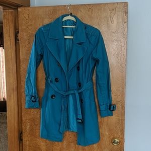 H&M teal trench coat